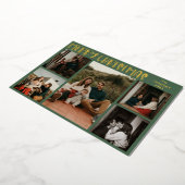 Eenvoudige kerstgroene vijf foto Gold Folie Feestdagenkaart (Gedraaid)