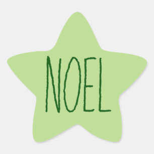 Eenvoudige kerstgroet met één woord "noel" ster sticker