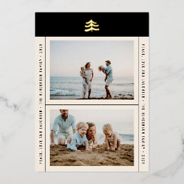 Eenvoudige Kerstkaart met Goud Folie Boom Foto Folie Feestdagenkaart