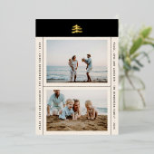 Eenvoudige Kerstkaart met Goud Folie Boom Foto Folie Feestdagenkaart (Staand Voorkant)