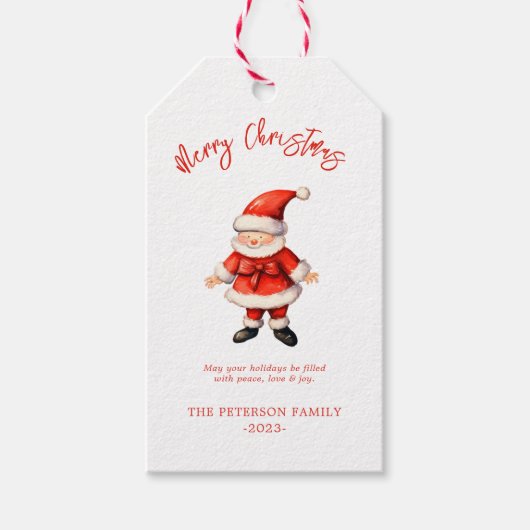 Eenvoudige Kerstman Kerstmis Cadeaulabel (Voorkant)