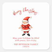 Eenvoudige Kerstman Kerstmis Vierkante Sticker (Voorkant)