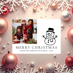Eenvoudige Kerstmis Grove Boom familie foto Feestdagenkaart