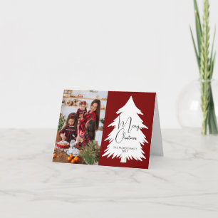 Eenvoudige Kerstmis Grove Boom familie foto Kaart