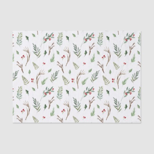 Eenvoudige Kerstmis met Waterverf Berry Pinecone Tissuepapier (Voorkant)