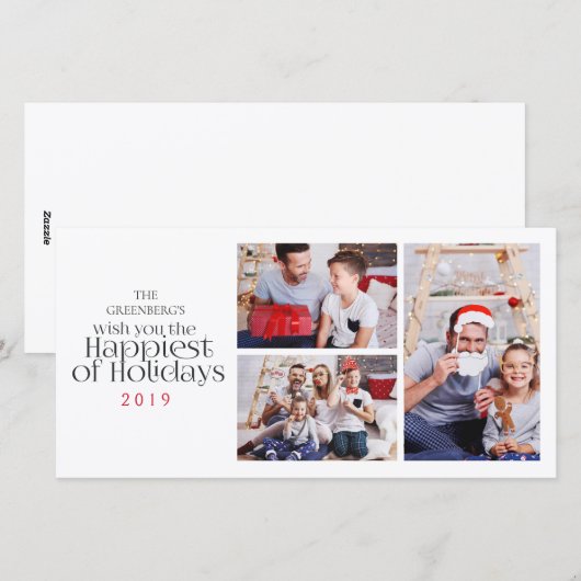 Eenvoudige Kerstvakantie Wit 3 Lijst Fotokaart Feestdagenkaart (Voorkant / Achterkant)