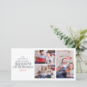Eenvoudige Kerstvakantie Wit 3 Lijst Fotokaart Feestdagenkaart (Staand voorkant)