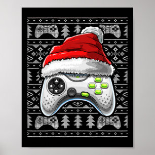 Eenvoudige kerstvideogame-controller voor kerstmis poster