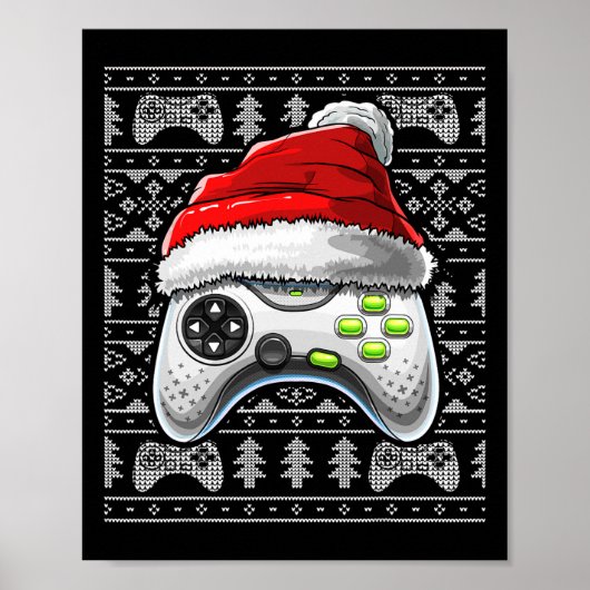 Eenvoudige kerstvideogame-controller voor kerstmis poster (Voorkant)