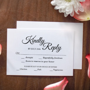 Eenvoudige keuze voor zwarte en witte kalligrafie RSVP kaartje