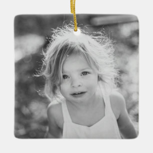 Eenvoudige Kinder foto Keepsake Zwart-wit Keramisch Ornament