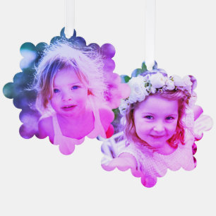 Eenvoudige kinderfoto-aandenken leuk ornament kaart