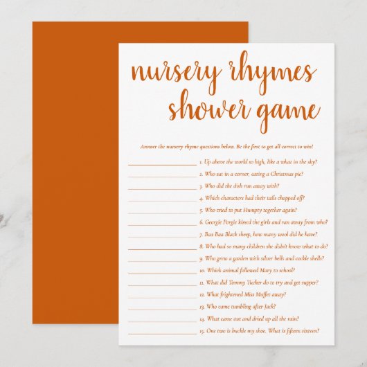 Eenvoudige kinderliedjes | Herfst Sinaasappel Game Kaart (Voorkant / Achterkant)