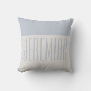 Eenvoudige kindernaam Stofblauw & Crème Babykamer Kussen