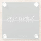 Eenvoudige klasklare witte tekst op zwart glazen onderzetter (Achterkant)