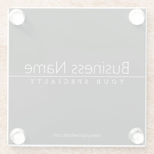 Eenvoudige klasklare witte tekst op zwart glazen onderzetter (Achterkant)