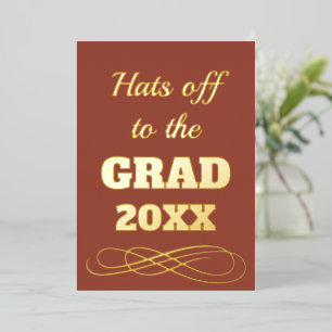 Eenvoudige Klasse Terracotta Hats Off to the Grad Folie Uitnodiging