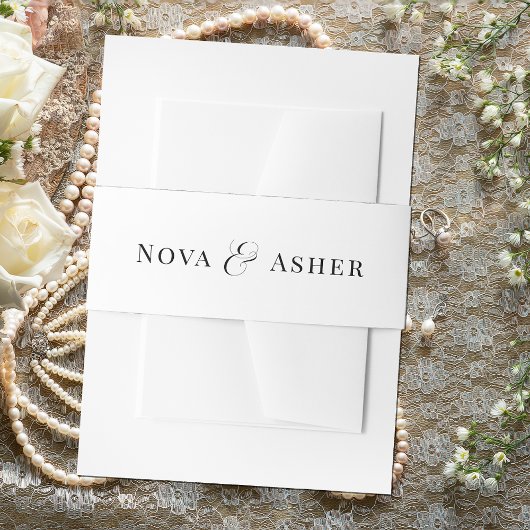 Eenvoudige klassevolle elegante moderne klassieke  uitnodigingen wikkel