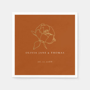 Eenvoudige Klassic Peony Rust Gold Herfst Floral W Servet