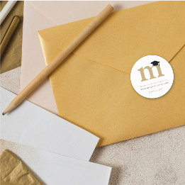 Eenvoudige Klassieke Afstudeer Monogram Moderne Af Ronde Sticker