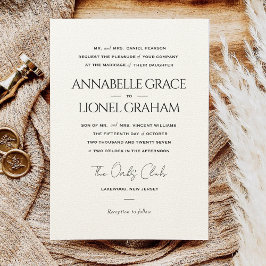 Eenvoudige klassieke formele zwart-wit bruiloft kaart