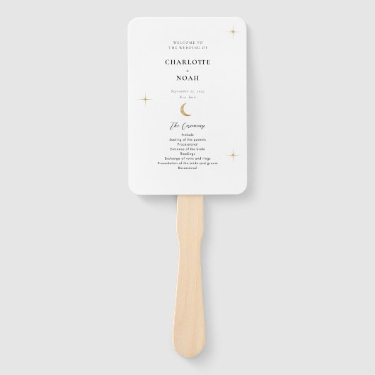 Eenvoudige klassieke gouden maan sterren bruiloft  handwaaier (Voorkant)