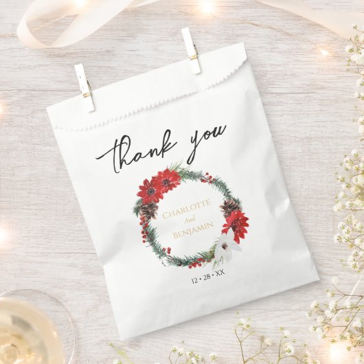 Eenvoudige klassieke kerst moderne bruiloft bedankzakje (Geknipt)