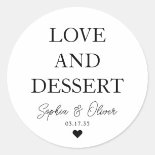 Eenvoudige klassieke liefde dessert hart bruiloft ronde sticker