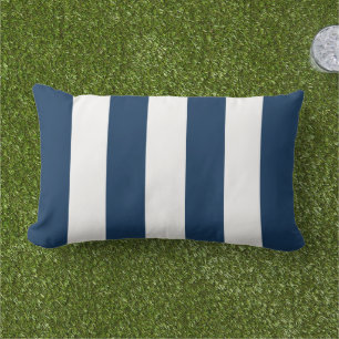 Eenvoudige klassieke marine Blue Cabana Stripes Buitenkussen