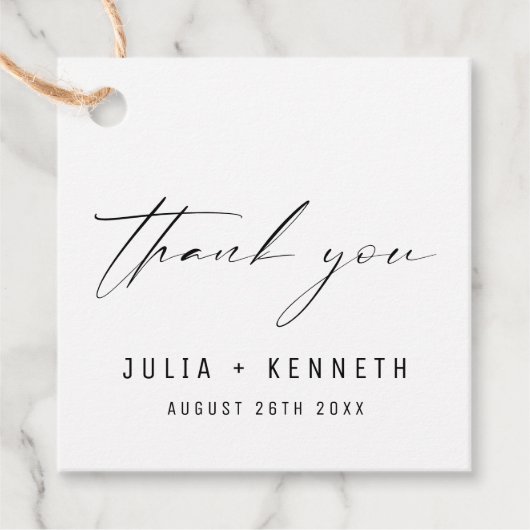 Eenvoudige klassieke minimale bruiloft dank u bedankjes labels (Voorkant)