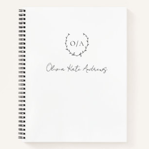 Eenvoudige Klassieke Monogram Krans Elegant Notitieboek
