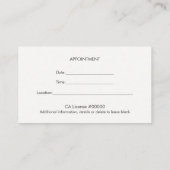 Eenvoudige Klassieke Professionele Benoemingskaart Afsprakenkaartje (Achterkant)