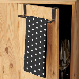 Eenvoudige Klassieke Retro Polka Dot Zwart en Wit Theedoek