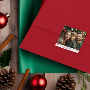 Eenvoudige Klassieke Rode Sneeuwvlokken één foto Vierkante Sticker