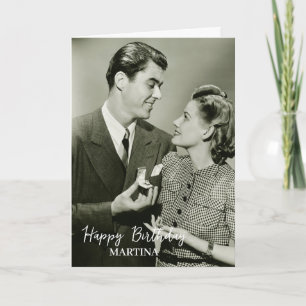 Eenvoudige klassieke Script Photo Custom Happy Bir Kaart