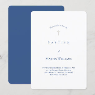 eenvoudige klassieke witte en blauwe Baptisme Uitn Kaart
