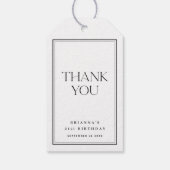 Eenvoudige klassieke zwart & wit dank u cadeaulabel (Achterkant)
