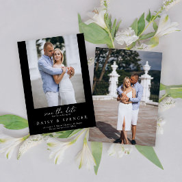 Eenvoudige Klassieke Zwarte Moderne Fotobruiloft Save The Date