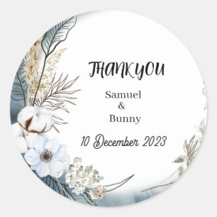 eenvoudige kleine ronde witte rozen trouwstickers sticker