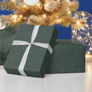 Eenvoudige kleine sterren groen wit kerstvakantie cadeaupapier