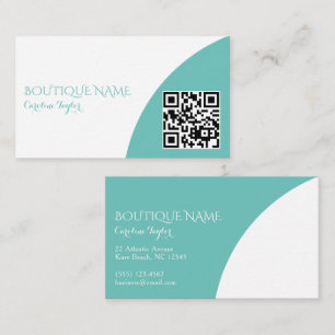 Eenvoudige Kleurblok Boutique Turquoise met QR-cod Informatiekaartje