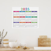 Eenvoudige kleurrijke 2025 Kalender Poster (Keuken)
