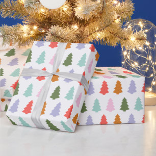 Eenvoudige kleurrijke bomen wintervakantie cadeaupapier
