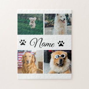 Eenvoudige kleurrijke dieren voeg naam foto collag legpuzzel