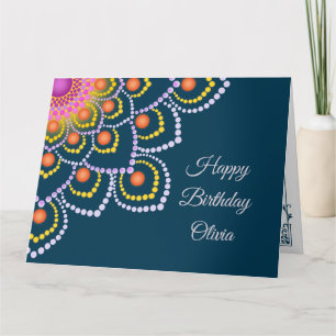 Eenvoudige kleurrijke Dot Mandala Happy Birthday K Kaart