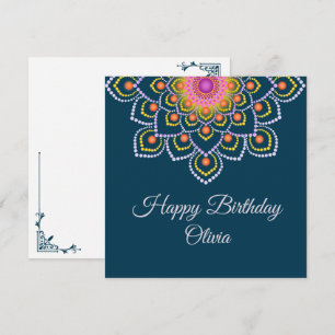 Eenvoudige kleurrijke Dot Mandala Happy Birthday K Kaart