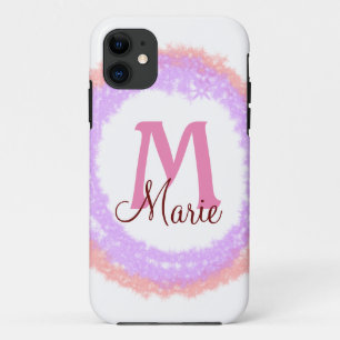 Eenvoudige kleurrijke glitters glitter voeg naam m iPhone 11 hoesje