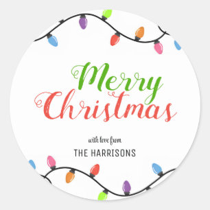 Eenvoudige kleurrijke gloeilampen Kerstmis Ronde Sticker