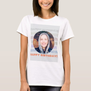 Eenvoudige kleurrijke Happy Birthday Custom Voeg f T-shirt