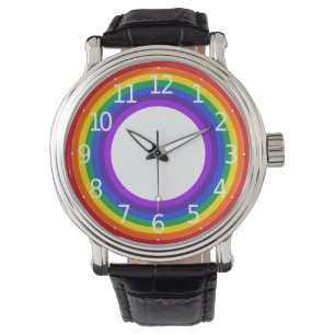Eenvoudige kleurrijke LGBT Pride Rainbow-Mannen vo Horloge